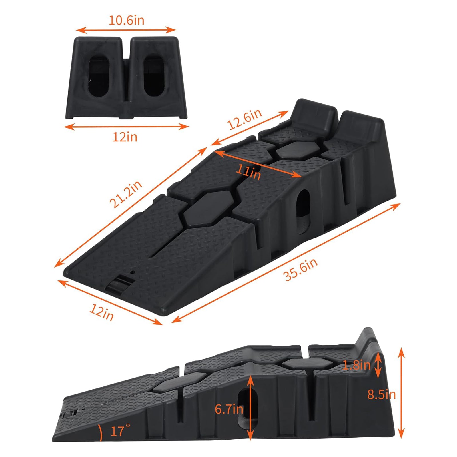 Garvee Plastic Car Service Ramps 2-Pack - 6.7" Low Profile 12,000LB Capacity Heavy Duty w/Anti-Slip Base for Home Garage