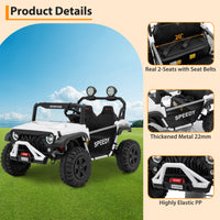 Garvee Ride P Series 24V Kids Toddler Ride On Truck 4WD 3 Speeds Large 7AH Battery Bluetooth MP3 Parent Safety Brake Red Outdoor Play - White