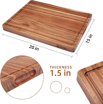 Garvee Extra Large Acacia Wood Cutting Board, 20x15", Reversible with Juice Groove, Butcher Block for Meat and Veggies - Boards / 20 x 15 x 1.5 Inch