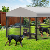 Garvee Large Outdoor Dog Kennel, Heavy Duty Dog Cage with Roof, Dog Kennel Galvanized Iron Dog House with Safety Locks, UV & Water Resistant Proof Cover, for Garden Backyard(10x10x6ft)