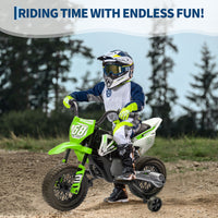 Garvee Ride - P Series: 12V Kids Electric Dirt Bike, 25W*2 Motor, Twist Grip Throttle, Spring Suspension, Training Wheels, Ride-On Toy - Green