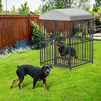Garvee 4x4x6ft Outdoor Dog Kennel, Heavy Duty Dog Cage with Waterproof Roof, Dog Kennel Galvanized Iron Dog House with Safety Locks, UV & Water Resistant Proof Cover, for Garden Backyard