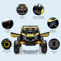 Garvee Ride - P Series: 24V Ride-On UTV: Remote Control, 200W Motor, Spring Suspension, Music, LED Lights, for Boys & Girls - Yellow
