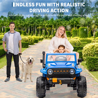 Garvee Ride - P Series: 24V 2 Seater Ride On Truck Car For Kid age 3 - 8 years, w/Remote Control, 4-Wheeler Suspension, 4x55W Powerful Engine, 4WD Battery Powered, LED Lights, Soft Braking - Blue