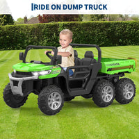 Garvee Ride - P Series: 2-Seater Ride on Car,6X6 24V Kids Ride On Dump Truck with Remote Control Electric Utility Vehicles UTV Battery Powered 6 Wheeler, for 3 years and up - Green