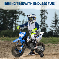 Garvee Ride - P Series: 12V Kids Electric Dirt Bike, 25W*2 Motor, Twist Grip Throttle, Spring Suspension, Training Wheels, Ride-On Toy - Blue