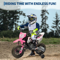 Garvee Ride - P Series: 12V Kids Electric Dirt Bike, 25W*2 Motor, Twist Grip Throttle, Spring Suspension, Training Wheels, Ride-On Toy - Pink