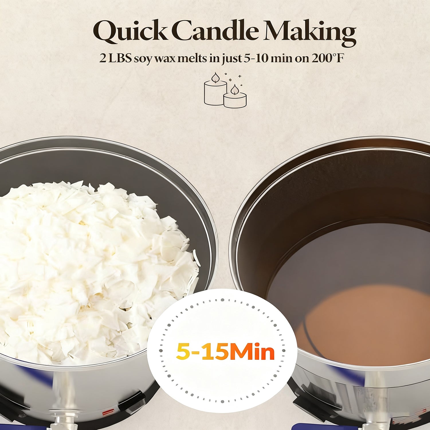 Garvee 12.7 Qts Electric Wax Melter with Temperature Control, Pour Spout, and Easy-Clean Feature for Candle Making, Ideal for Small-Scale Commercial or Home Use