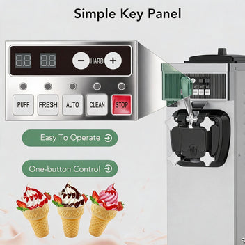 Garvee Commercial Soft Serve Ice Cream Maker 1200W 7L Hopper, 5.8Gal/H Output for Restaurants, Food Trucks, Cafes & Parties (Sleek White, Easy-Clean)