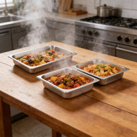 GARVEE 3 Pack Hotel Pans, 1x1/1+ 2x1/2Pan, Suitable for GARVEE Electric Chafing Dish, 0.8mm Thick Stainless Steel Steam Table Pan, 2.6-Inch Deep Commercial Table Pan, Catering Storage Food Pan, for Industrial & Scientific