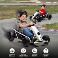 Garvee Ride G Series 24V Go Kart for Kids 8-12, 300W*2 Motors, 9Ah Battery, 8MPH Speed, Music, Horn, 175lbs Max Load - White