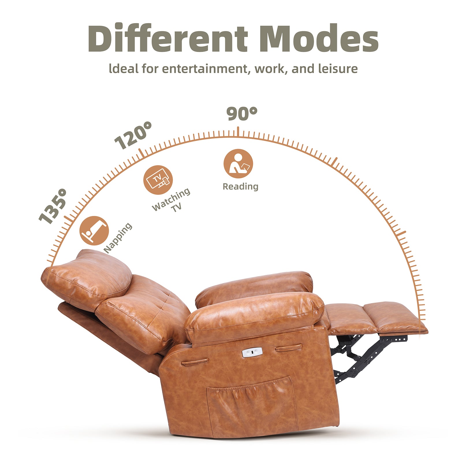 Garvee 360° Swivel Massage Recliner Chair with Heating, Manual Lazy Recliner, PU Leather, Cup Holder, 1.5x Sponge Comfort, Rocking Chair for Living Rooms and Nurseries