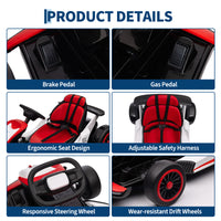 Garvee Ride - G Series: 6+,24V Drift Kart with 2X150W Strong Motor, 7AH Big Battery, Electric Pedals, Electric Go Kart Outdoor Race Toy - Red