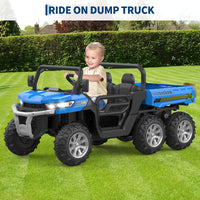 Garvee Ride - P Series: 2-Seater Ride on Car,6X6 24V Kids Ride On Dump Truck with Remote Control Electric Utility Vehicles UTV Battery Powered 6 Wheeler, for 3 years and up - Blue