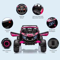 Garvee Ride - P Series: 24V Ride-On UTV: Remote Control, 200W Motor, Spring Suspension, Music, LED Lights, for Boys & Girls - Rose
