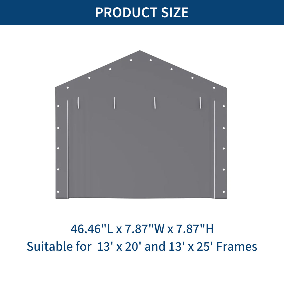 Garvee Carport Zipper Door Replacement for Portable Garage - 220G PE Fabric, Fits 13' x 20' and 13' x 25' Frames - Gray (Frame Not Included)