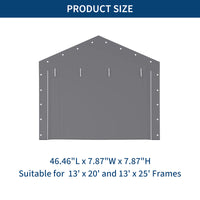 Garvee Carport Zipper Door Replacement for Portable Garage - 220G PE Fabric, Fits 13' x 20' and 13' x 25' Frames - Gray (Frame Not Included)