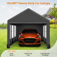 Garvee 10' X 20' Heavy-Duty Portable Garage - Galvanized Steel Frame, All-Season UV/Water Resistant Shelter with Ventilated Roll-Up Windows (Grey)