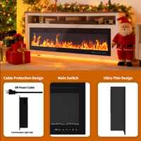 Garvee 42 Inch Electric Fireplace Insert Ultra-Thin 4.2" Linear Design 750/1500W Heater 12-Color Flame Remote Control Wall Mounted Living Room