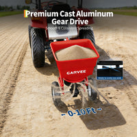 Garvee 130 lbs Tow Behind Broadcast Spreader, Adjustable Flow Control & Up to 10 ft Spread Width, 10" Pneumatic Tires, Rust-Resistant Poly Hopper, Steel Frame for Lawn, Seed, Fertilizer & Salt
