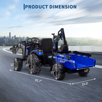 Garvee Ride P Series 3-in-1 Ride-On Tractor, 24V Electric, Excavator & Bulldozer, Remote Control, LED, Music, USB/Bluetooth max 66 lbs - Bright-blue