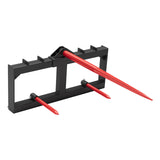 Garvee 3000lbs Quick Attach Bale Spear Attachment for Skid Steer & Tractor, 49" Hay Spear with 2x17" Stabilizer Spears, Heavy Duty Hay Frame - Red Spear + Red Short Spear