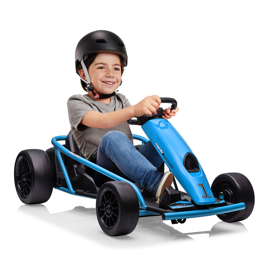 Garvee Ride G Series 24V Go Kart for Kids 8-12, 300W*2 Motors, 9Ah Battery, 8MPH Speed, Music, Horn, 175lbs Max Load - Blue