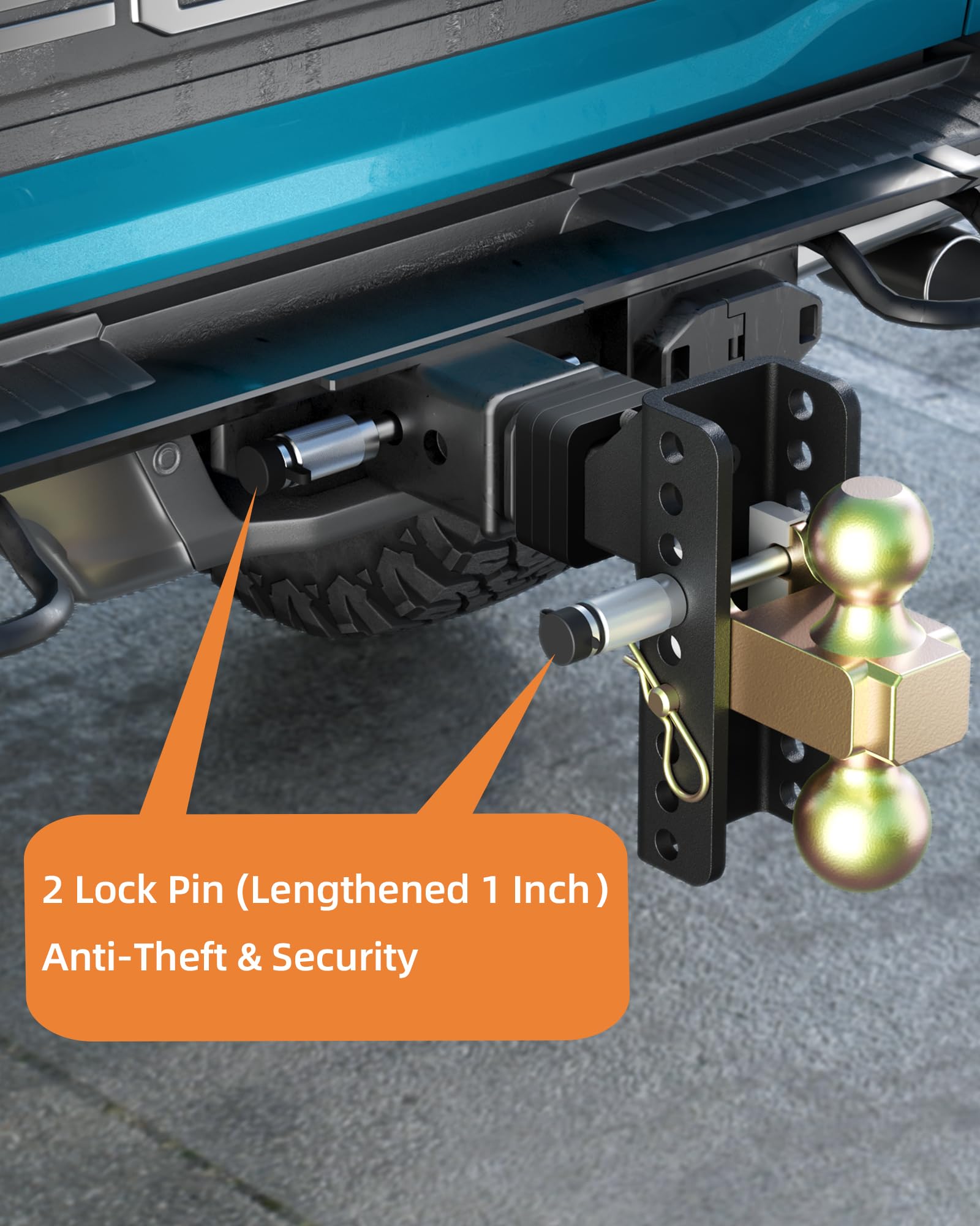Versatile Adjustable Hitch Fits 2 & 2.5 Inch Receivers, 2 Locks
