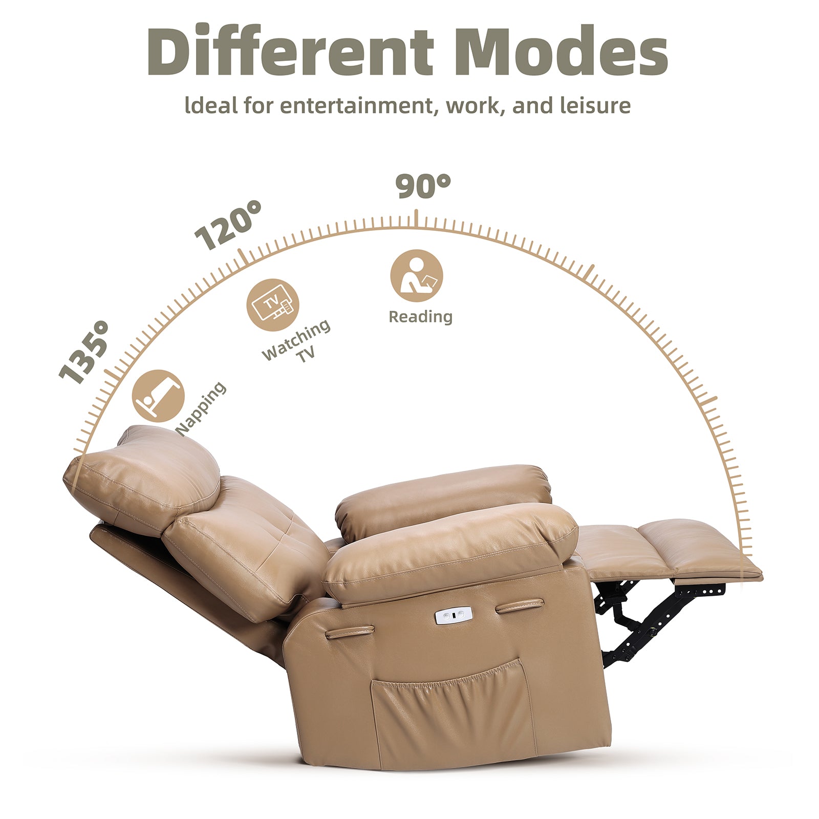 Garvee 27" Oversized Rocker Swivel Recliner Chair, Lazy Boy for Adults, with Vibrating Massage and Heating, 1.5x Sponge Filling, Side Pocket, and Cup Holder, for Living Room, Bedroom, and Nursery