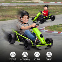 Garvee Ride G Series 24V Go Kart for Kids 8-12, 300W*2 Motors, 9Ah Battery, 8MPH Speed, Music, Horn, 175lbs Max Load - Green