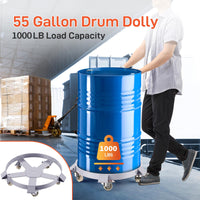 Garvee 55 Gallon Drum Dolly Heavy-Duty Steel 1000lbs Capacity Galvanized Frame 5 Swivel Casters Brakes Warehouse Use