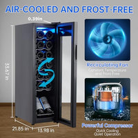 Garvee Wine Fridge, Wine Cooler Refrigerator with 41~64°F Digital Temperature Control, Wine Refrigerator Freestanding for Red White Wine, Champagne, Beer with Blue Interior Light - 14 Bottles