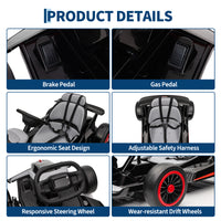 Garvee Ride - G Series: 6+,24V Drift Kart with 2X150W Strong Motor, 7AH Big Battery, Electric Pedals, Electric Go Kart Outdoor Race Toy - Black