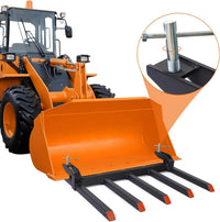 Garvee Clamp on Debris Forks to 42-48" Bucket, Heavy Duty 5 Fork Tines Clamp-on Pallet Attachments with 2500 LBS Capacity Fit for Tractor Bucket, Skid Steer Loader