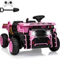 Garvee Ride - P Series: 24V Ride On Dump Truck, 2 Seater Electric Cars for Kids with Remote Control, Dump Bed, Shovel, Music, Led, Wheel Shock Absorption,Ride On Construction Vehicle Four- for Kids 3+,Pink