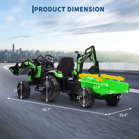 Garvee Ride P Series 3-in-1 Ride-On Tractor, 24V Electric, Excavator & Bulldozer, Remote Control, LED, Music, USB/Bluetooth max 66 lbs - Bright-green