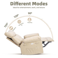 Garvee 360 Degree Swivel Recliner Chair for Adults, Oversized Electric Rocker Recliner with Massage and Heating, Faux Leather Single Sofa Chair  for Living Room Bedroom, Beige