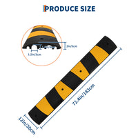 Garvee Rubber Speed Bump 6Ft Heavy Duty 22000 Lbs Load Capacity Cable Protector Ramp Rubber Non-Slip Reflective Striping Asphalt Concrete Gravel Driveway