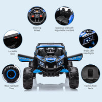 Garvee Ride - P Series: 24V Ride-On UTV: Remote Control, 200W Motor, Spring Suspension, Music, LED Lights, for Boys & Girls - Blue