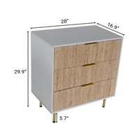 Garvee Fluted Dresser with 3 Drawers, Modern Chest of Drawers with Curved Profile Design, Wood Drawer Organizer for Bedroom, Living Room, Hallway, Natural Oak