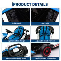 Garvee Ride - G Series: 6+,24V Drift Kart with 2X150W Strong Motor, 7AH Big Battery, Electric Pedals, Electric Go Kart Outdoor Race Toy - Blue