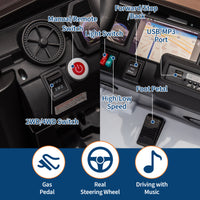 Garvee Ride P Series 24V Kids Electric Ride-On Car w/Parent Remote Control, 4WD/2WD Switch, Bluetooth Music, LED Lights & Shovel – 2-Seater Off-Road Toy for Over 3 Years, ASTM/CPSIA Certified