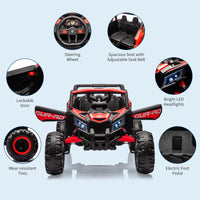 Garvee Ride - P Series: 24V Ride-On UTV: Remote Control, 200W Motor, Spring Suspension, Music, LED Lights, for Boys & Girls - Red