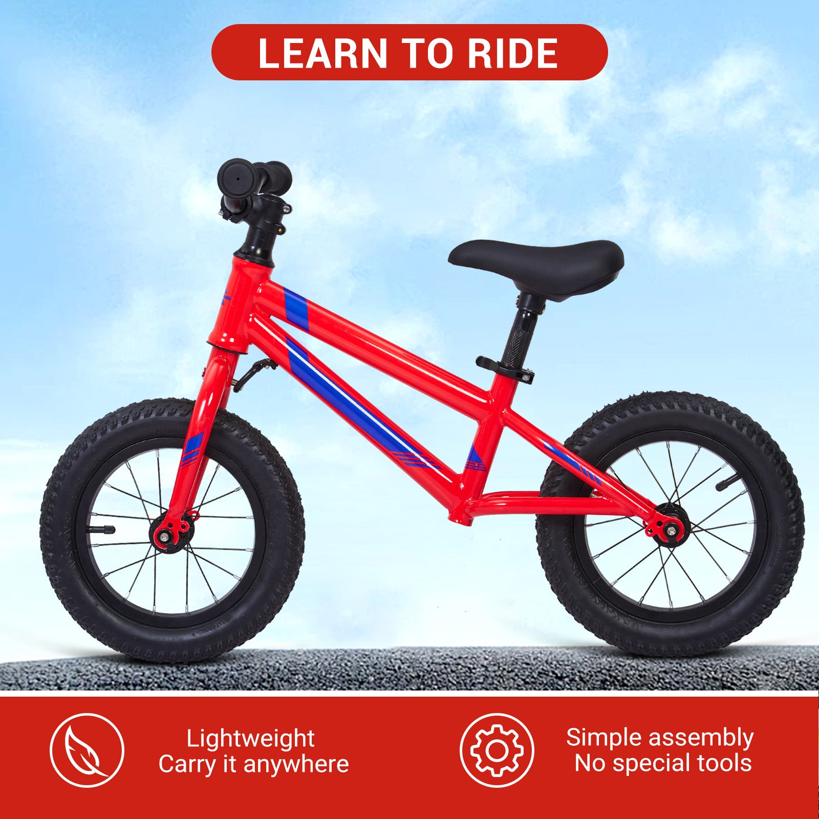 Garvee Balance Bike Lightweight Toddler Bike for 2-6 Year Old Boys and Girls - No Pedal, Adjustable Handlebar and Seat, Aluminium, EVA Tires - Red