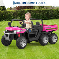 Garvee Ride - P Series: 2-Seater Ride On Car 24V 6X6 Kids Dump Truck with Remote, Battery 6 Wheeler, Electric UTV for 3 Years+, Outdoor Adventure Toy Vehicle Pink