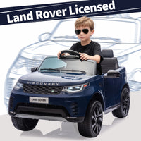 Garvee Ride P Series 12V Kids Ride On Car Land Rover Style Dual Motors 3 Speed Modes 4.5Ah Battery Safety Seatbelt Remote Control Black Outdoor Play - Dark Blue