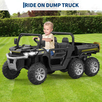 Garvee Ride - P Series: 2-Seater Ride on Car,6X6 24V Kids Ride On Dump Truck with Remote Control Electric Utility Vehicles UTV Battery Powered 6 Wheeler, for 3 years and up - Black