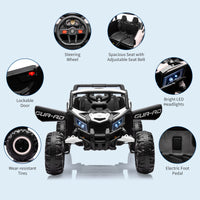 Garvee Ride - P Series: 24V Ride-On UTV, 200W Motor, Remote Control, Spring Suspension, Music, LED Lights, Electric Car for Boys Girls, Outdoor Adventure Toy White
