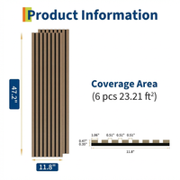 Garvee Set of 6 Modern 3D Fluted Acoustic Wood Slat Wall Panels 47.2" x 11.8" Soundproof Decorative Panels for Home Theater, Office, Studio and Interior Walls, Walnut