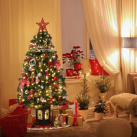 Garvee 4.5ft Artificial Fiber Optic Christmas Tree with 300 LED Lights, 8 Lighting Modes, Pre-Lit Artificial Potted Xmas Tree, Christmas Decoration for Yard, Home, Entrances - 2PCS